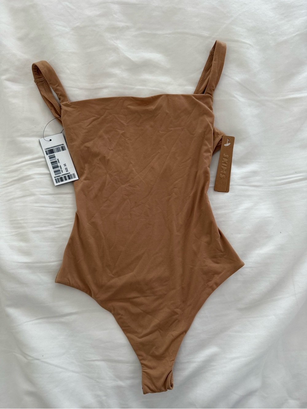 SKIMS Fits Everybody Square Neck Bodysuit Ochre XS NWT